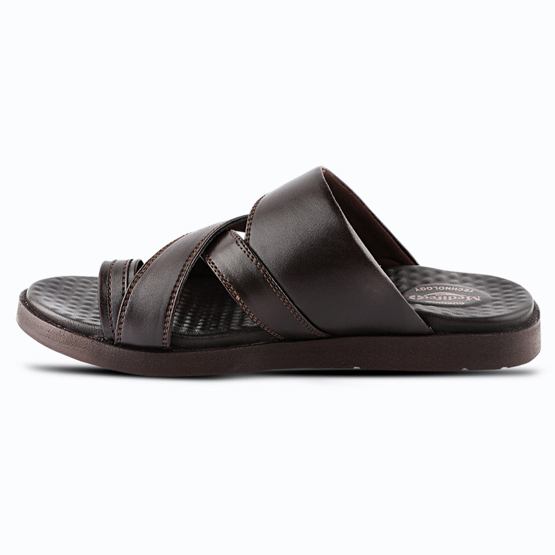 Super Comfortable Men’s Leather Slippers with Toe Ring